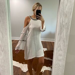 White linen beaded dress